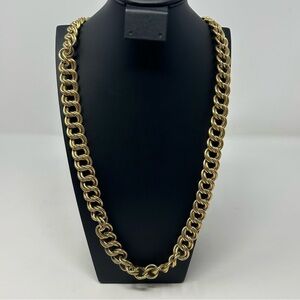 Vintage Signed Trifari TM Heavy Chain Link Gold Tone Necklace Thick Chunky 28.5"